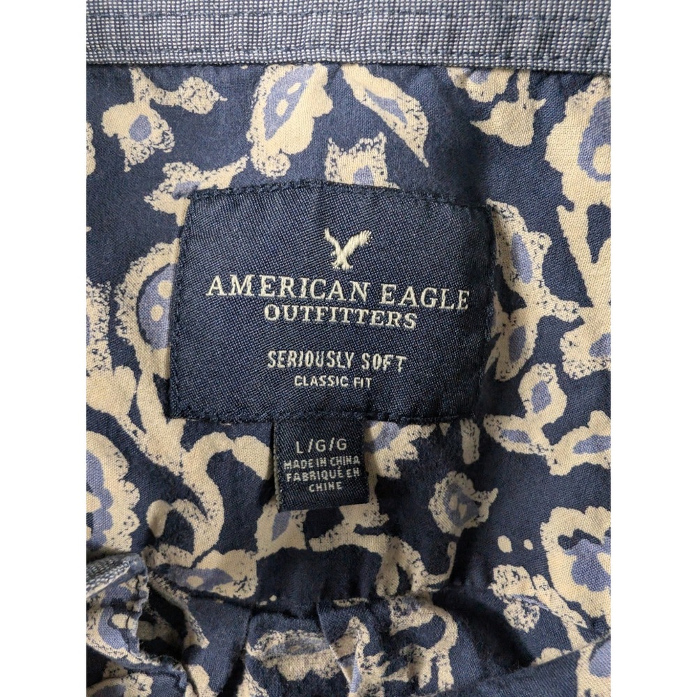 American Eagle Shirt Men's Size L Button Down Seriously Soft Long Sleeve Classic - Picture 12 of 15